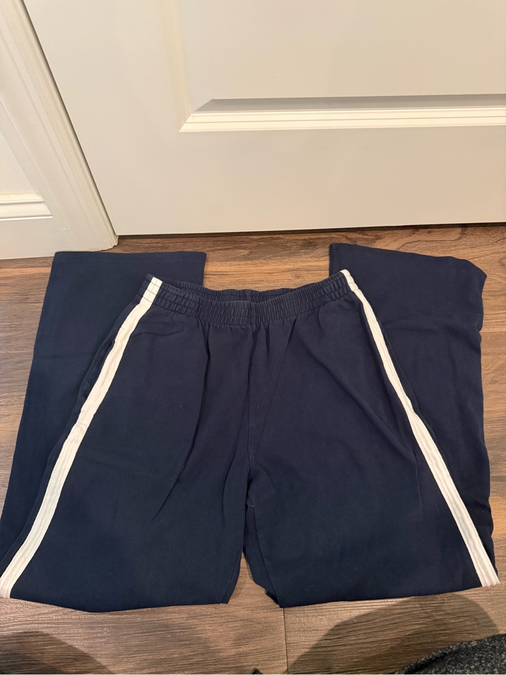 Brandy Melville Navy Blue Sweatpants with White Side Stripes